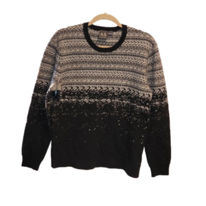 A/X black/ligh gray winter print wool blend crewneck sweater